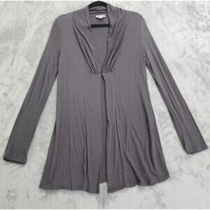 Jana Sweater Womens M Gray Lightweight Viscose Knit Hook Front Long Sleeves